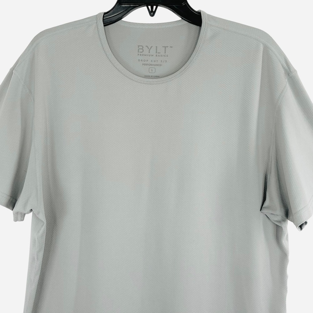 BYLT Premium Basics Men's Large Drop Cut Performance‎ T-Shirt Gray Athletic Tee